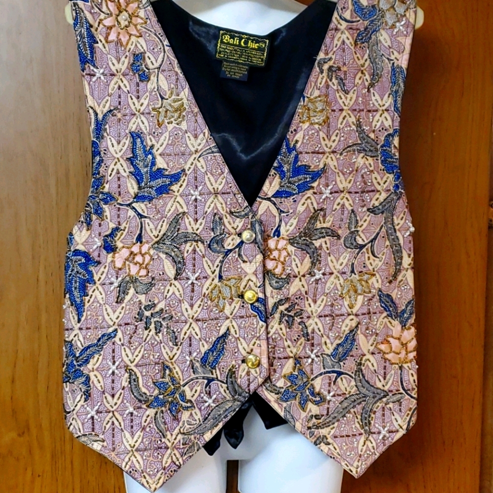 Vintage Beaded Floral Design Vest
